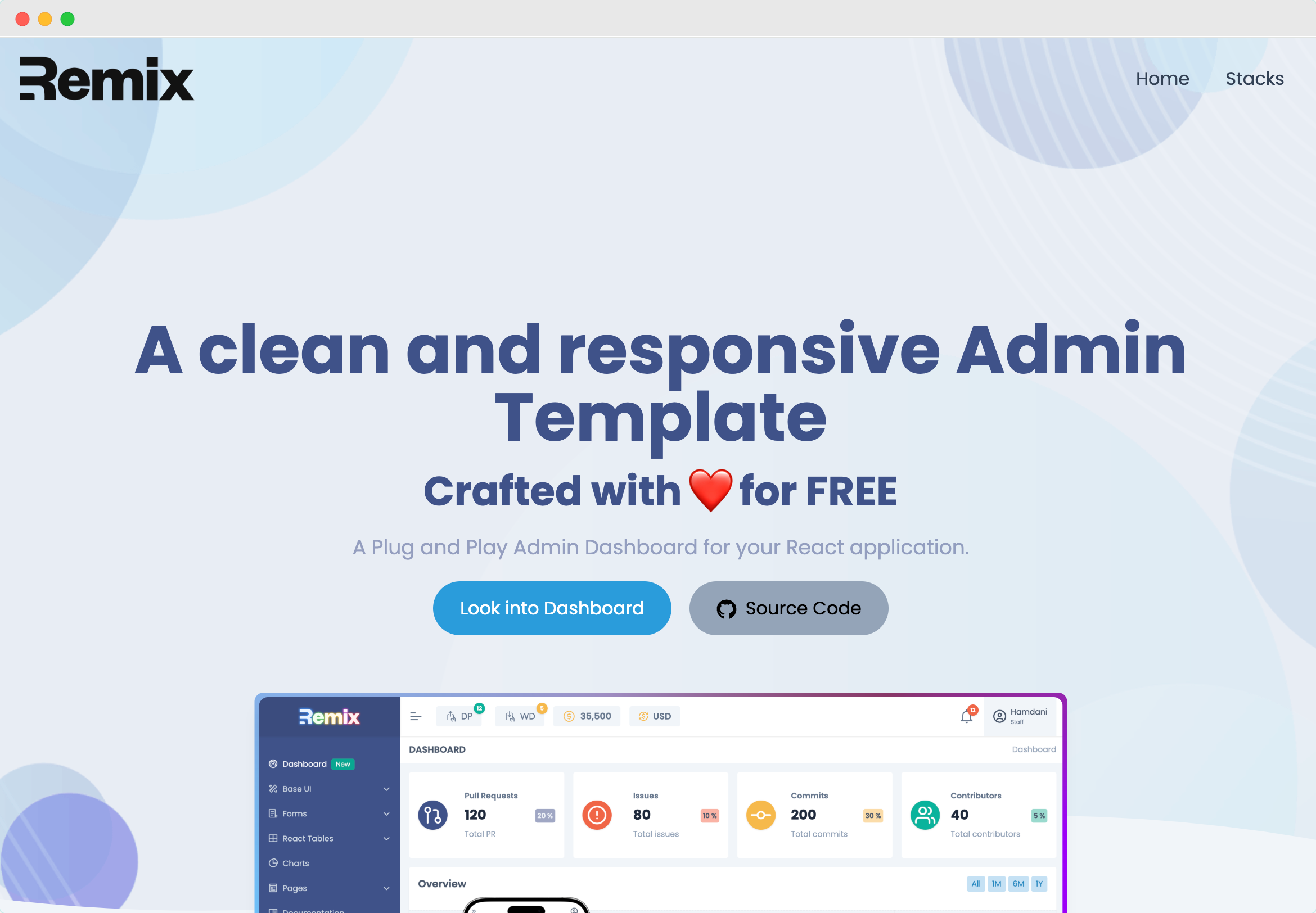 Remix Admin Template Landing